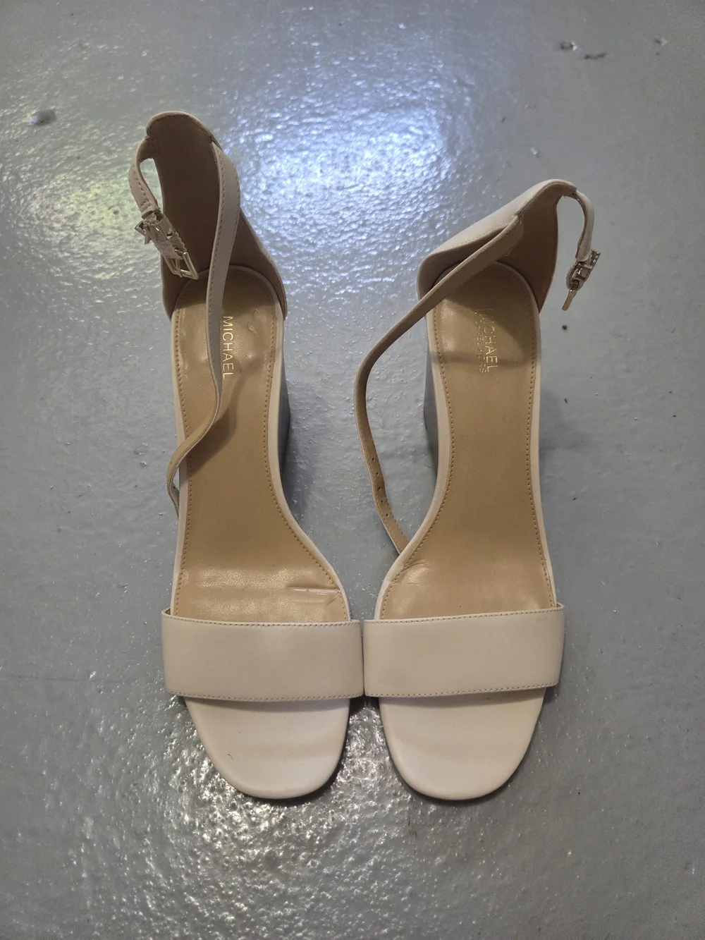 Michael Kors Blush Beige Ankle-Strap Block Heel Sandals